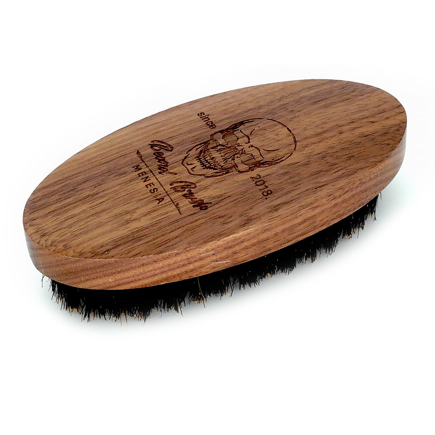 Menesia Black Walnut Wood Boar Bristle Hair Beard Brush for Men, Pocket Travel Men 's Wooden Small Soft Beard Brush (Black Walnu