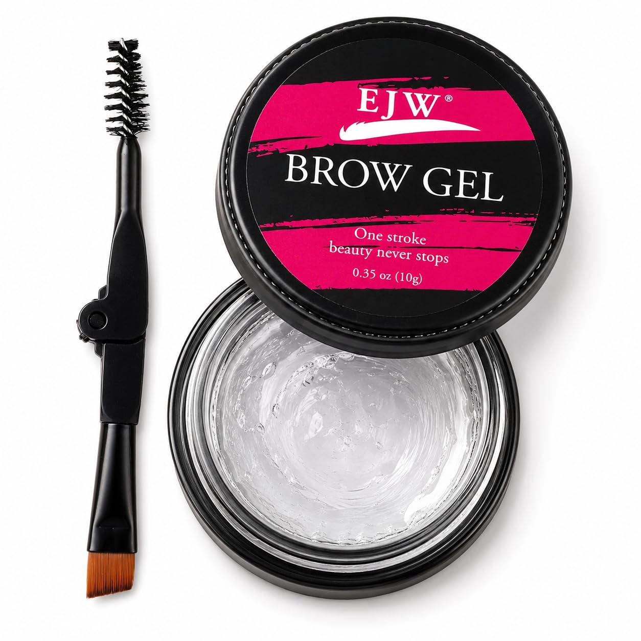 Clear Eyebrow Gel for Men with DualEnded Brush, Strong Hold Brow Styling Wax and Facial Hair Tamer for Unruly Brows, Mustache, 
