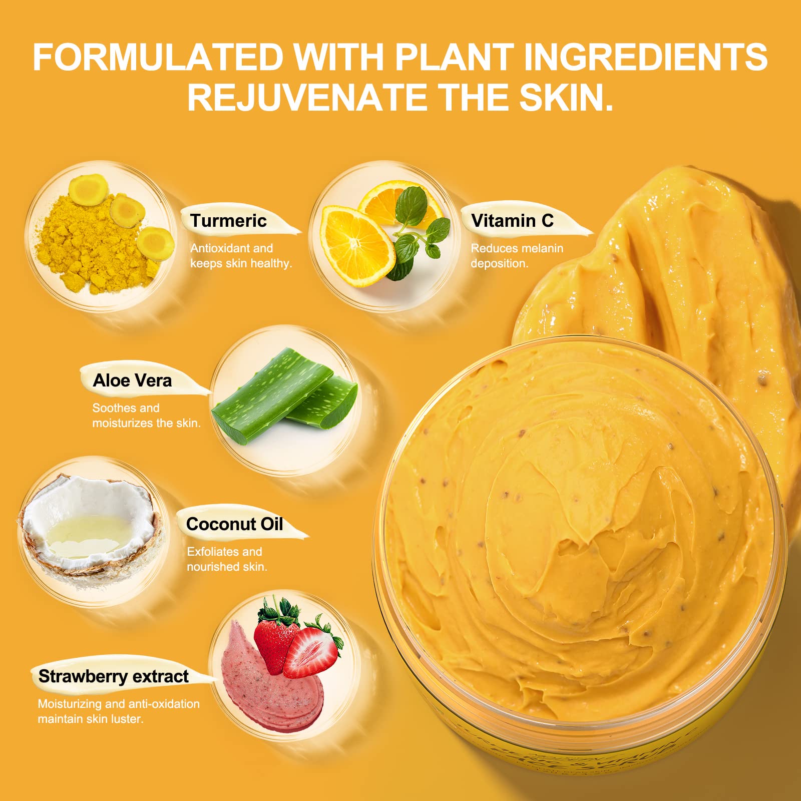 Vitamin C and Turmeric Face Scrub Cream Organics Microdermabrasion Facial Scrub Exfoliating Clears Blackheads Improve Dark Spot