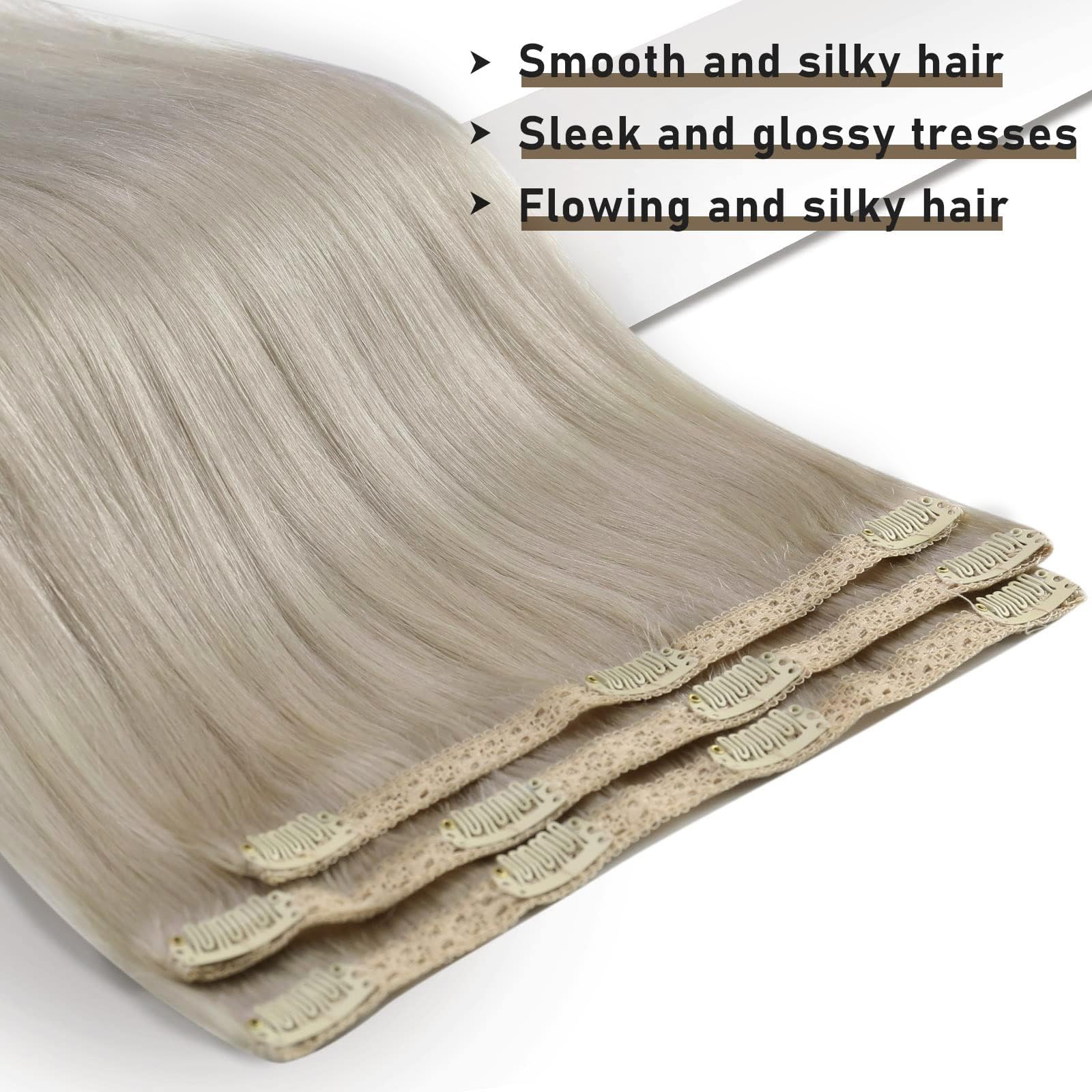 Sunny Human Hair Extensions Clip Ins Platinum Blonde Clip In Hair Extensions Straight Human Hair Clip In Extensions Blonde White