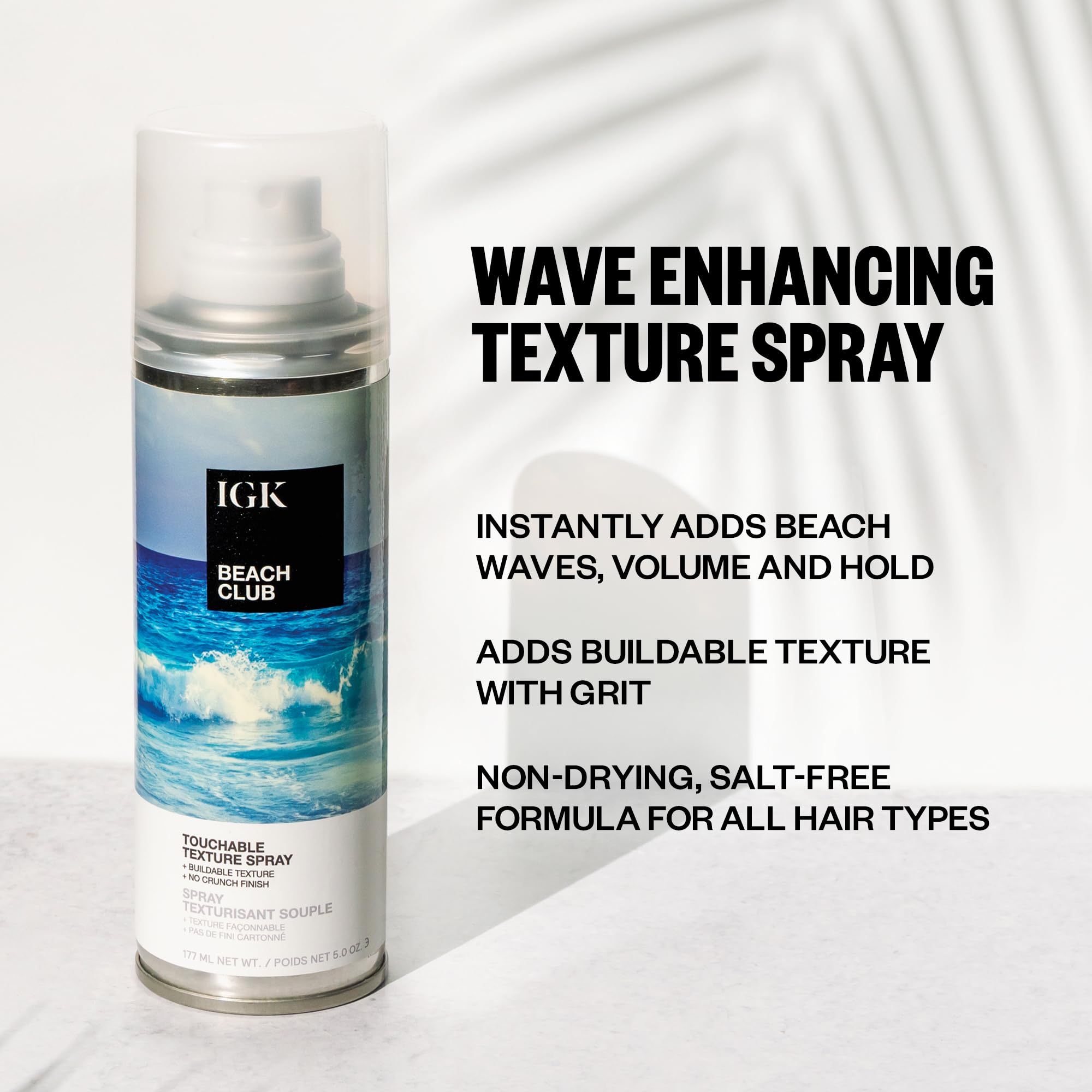 IGK BEACH CLUB Volumizing Texture Spray, volumizing hair products, hair spray flexible hold, beach waves spray, beach wave spray