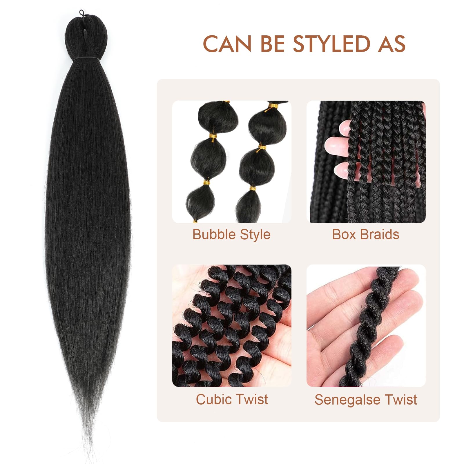 Difunee Pre-Stretched Braiding Hair - 18 Inch 8 Packs Dark Brown Long Braiding Hair For Twist Or Box Braids, Yaki Texture Hot Wa