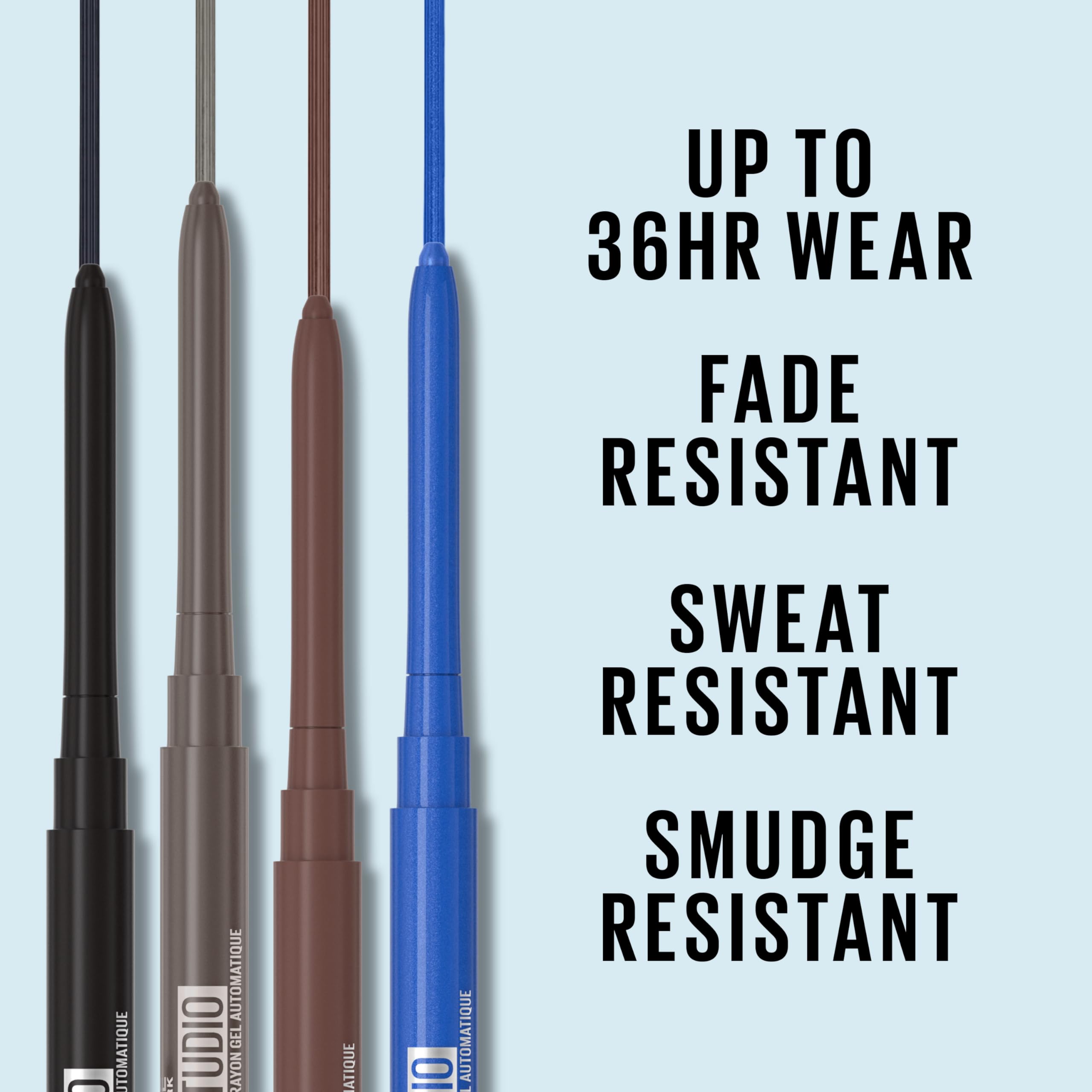Maybelline Tattoo Studio Automatic Gel Pencil Waterproof Eyeliner, Blendable, Smudge Resistant, Matte Eyeliner For Up To 36Hr We
