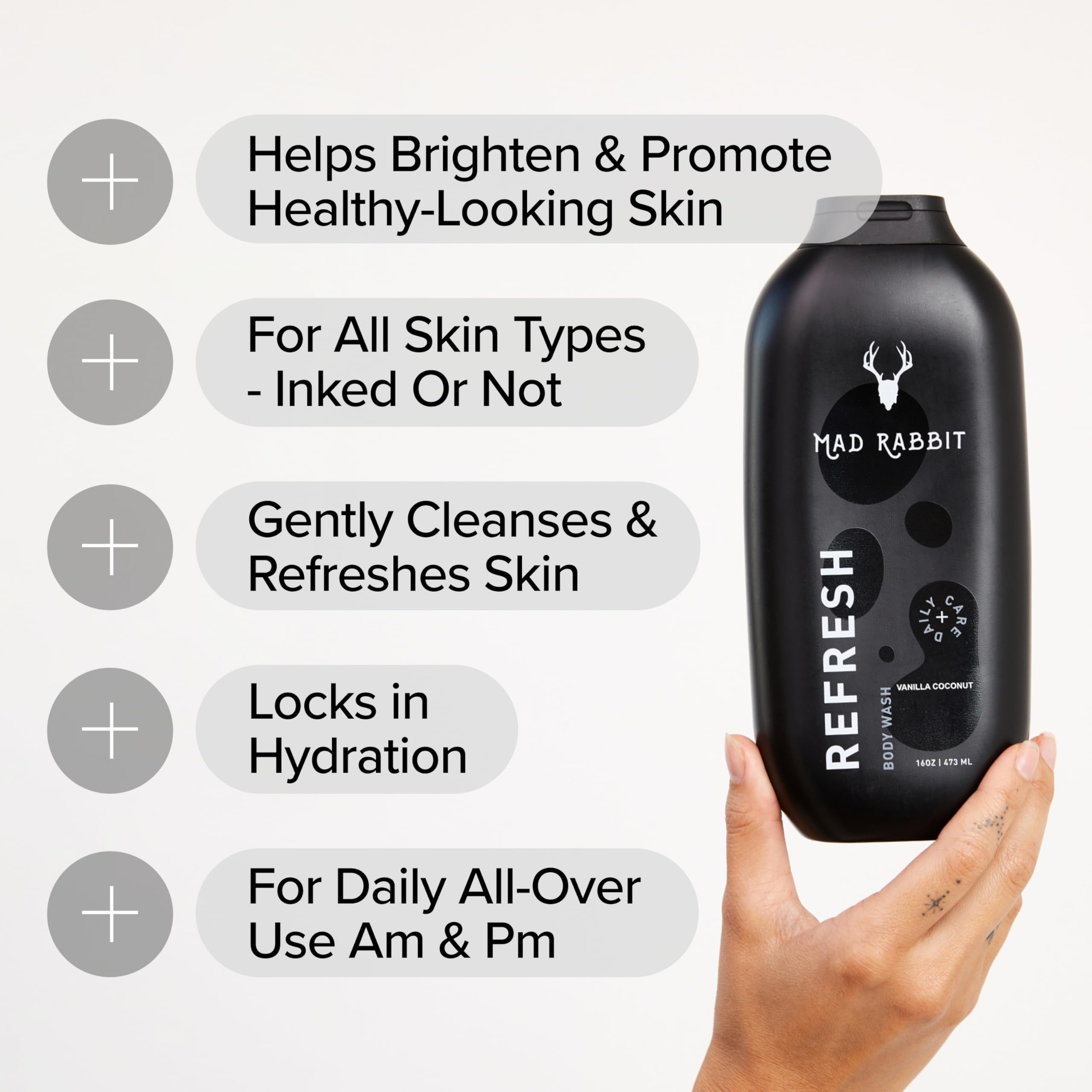 Mad Rabbit Refresh Body Wash - Tattoo Aftercare, Cleansing Ingredients Made For All Skin Types, Gentle, Anti-Aging & Hydrating F