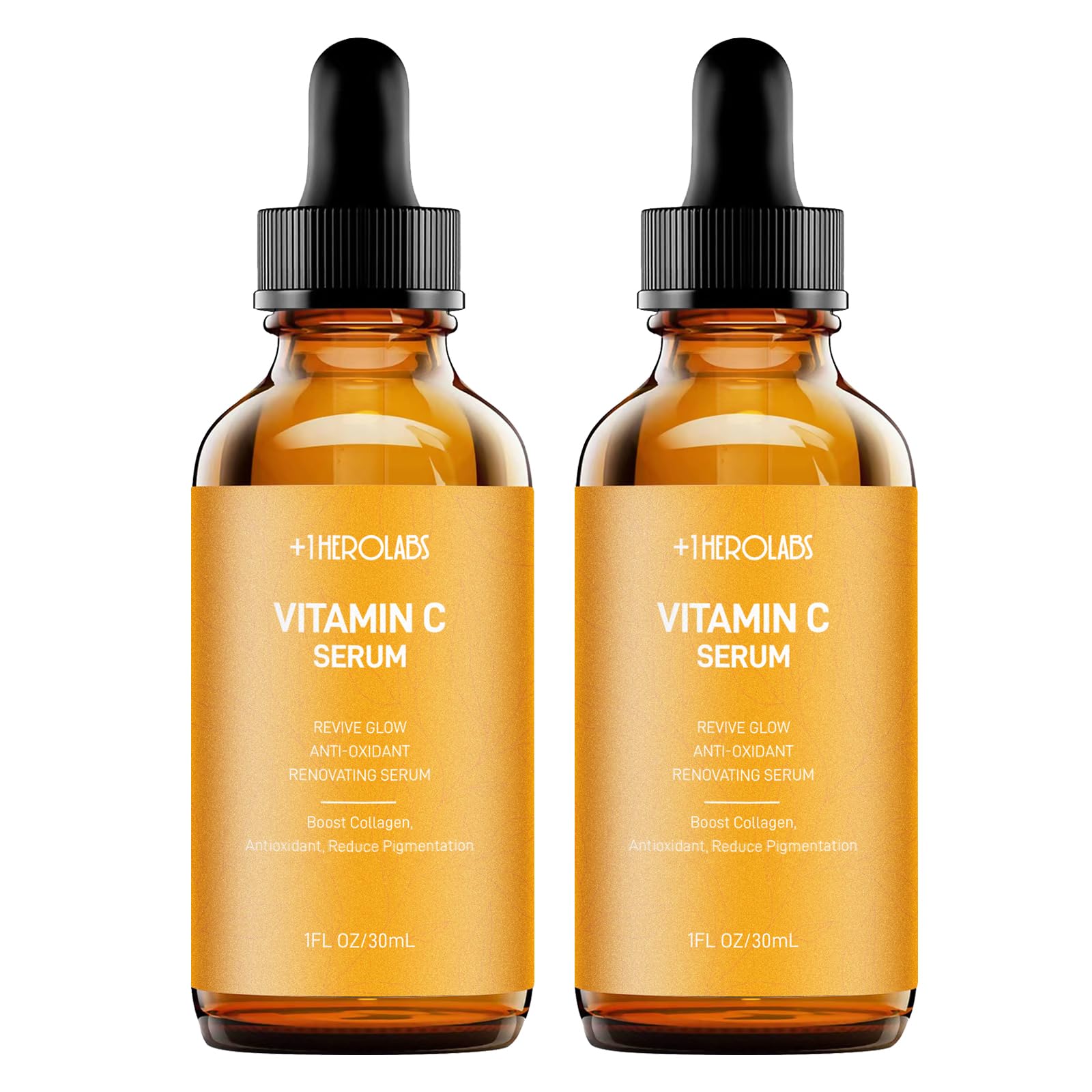 +1HEROLABS 2 Packs Vitamin C Serum for Face -Anti Aging Face & Eye Serum, Hyaluronic Acid, Reduce Fine Lines, Dark Spots and Wri
