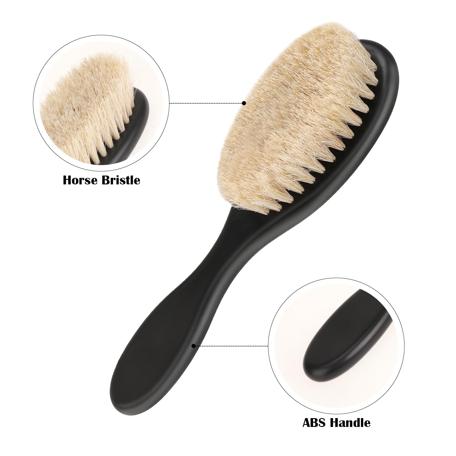 Slick Back Hair Brush, 2 Pack Soft Bristle Smoothing Hair Brushes For Women Curly Hair Detangling,Restores Shine, Horse Bristle
