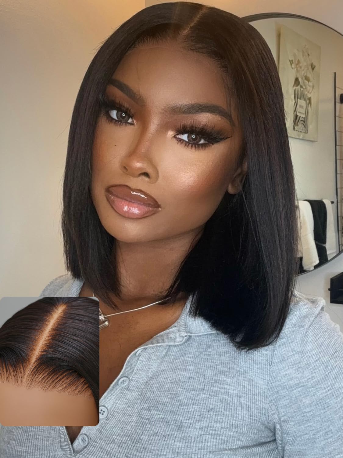 Unice Yaki Straight Short Bob Wig Human Hair Pre Everything Glueless Wig With Ear Tab Tapes 13X4 Lace Front Wigs Human Hair Pre