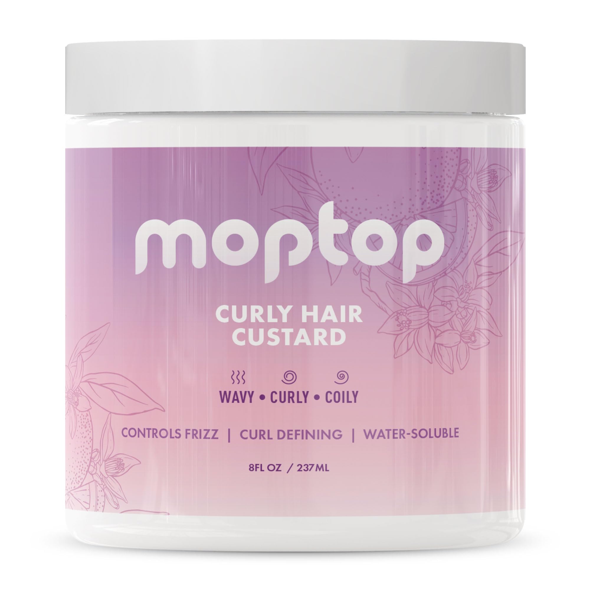 MopTop Curly Hair Custard Gel for Waves, Coils & Kinks - Anti-Frizz Curl Moisturizer, Definer & Lightweight Activator with Aloe,
