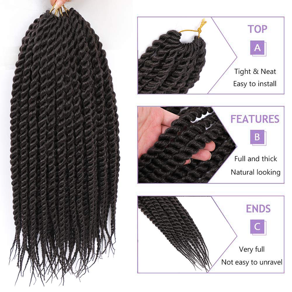Admutty Havana Twist Crochet Hair 18" Jumbo Senegalese Twist 6 Packs - 4# Synthetic Braids