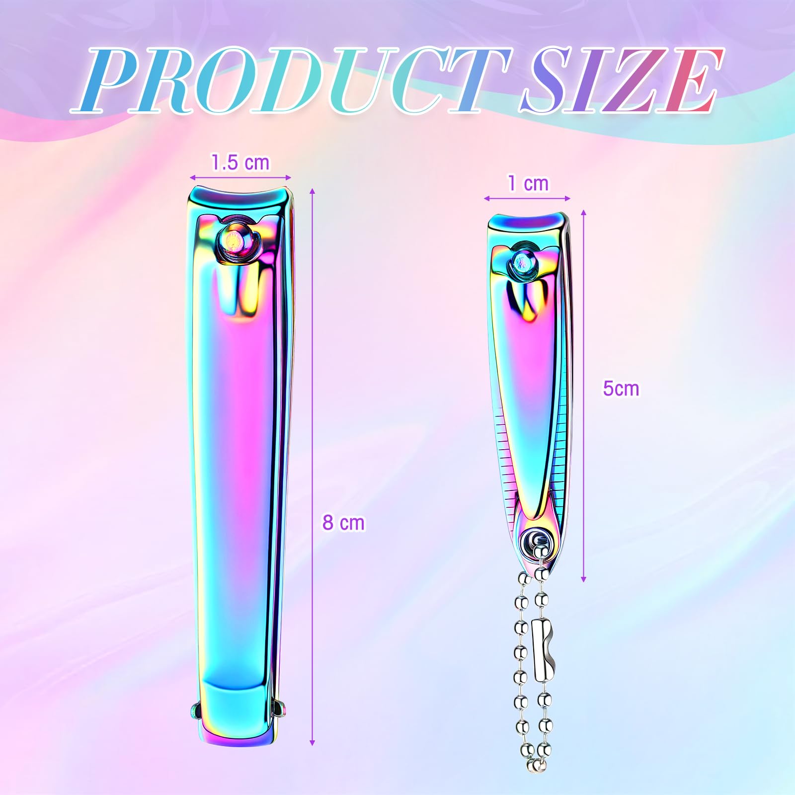 Bememo 12 Pieces Stainless Nail Clippers Set Fingernail and Toenail Clippers Nail Cutter Tool Set for Men and Women (Rainbow)