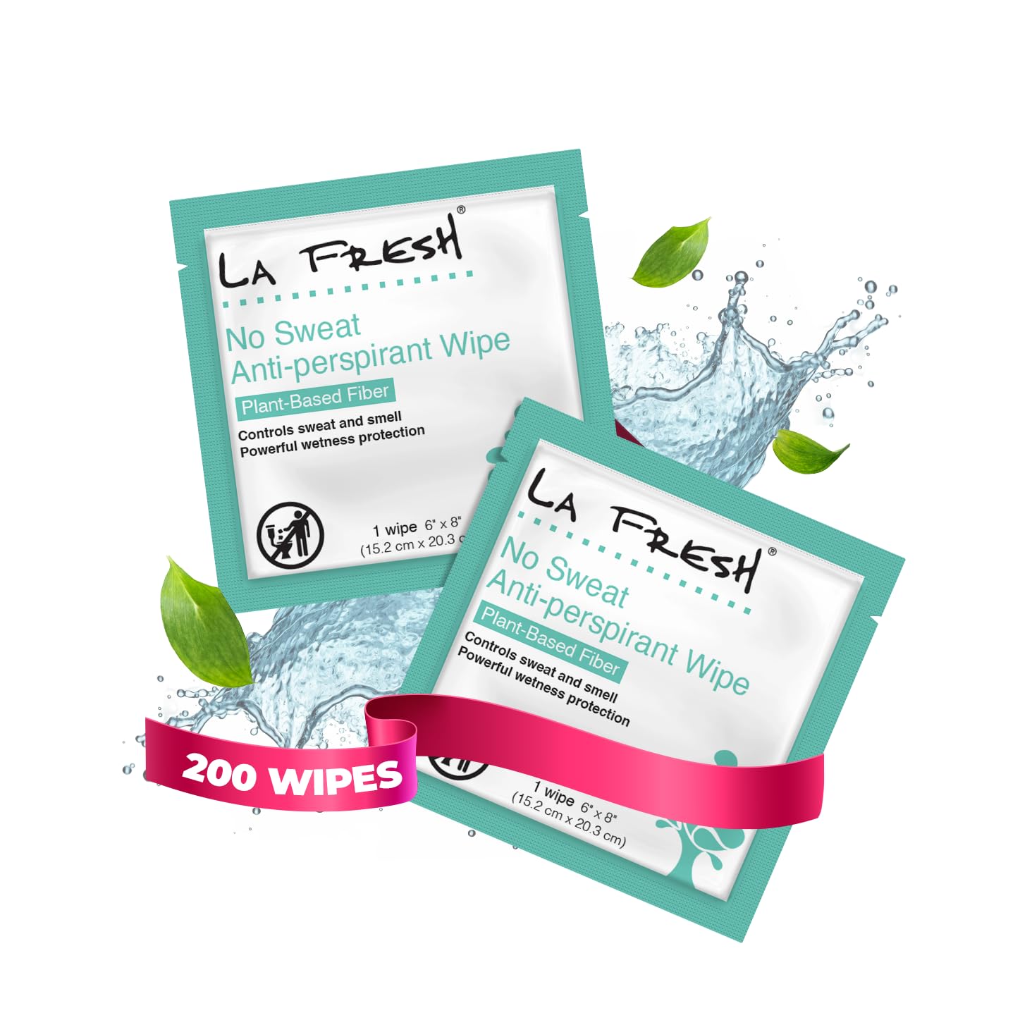 La Fresh Travel Lite Antiperspirant and Body Wipes - 200 Individually Wrapped Deodorant Wipes for Adults, Men and Women Travel E