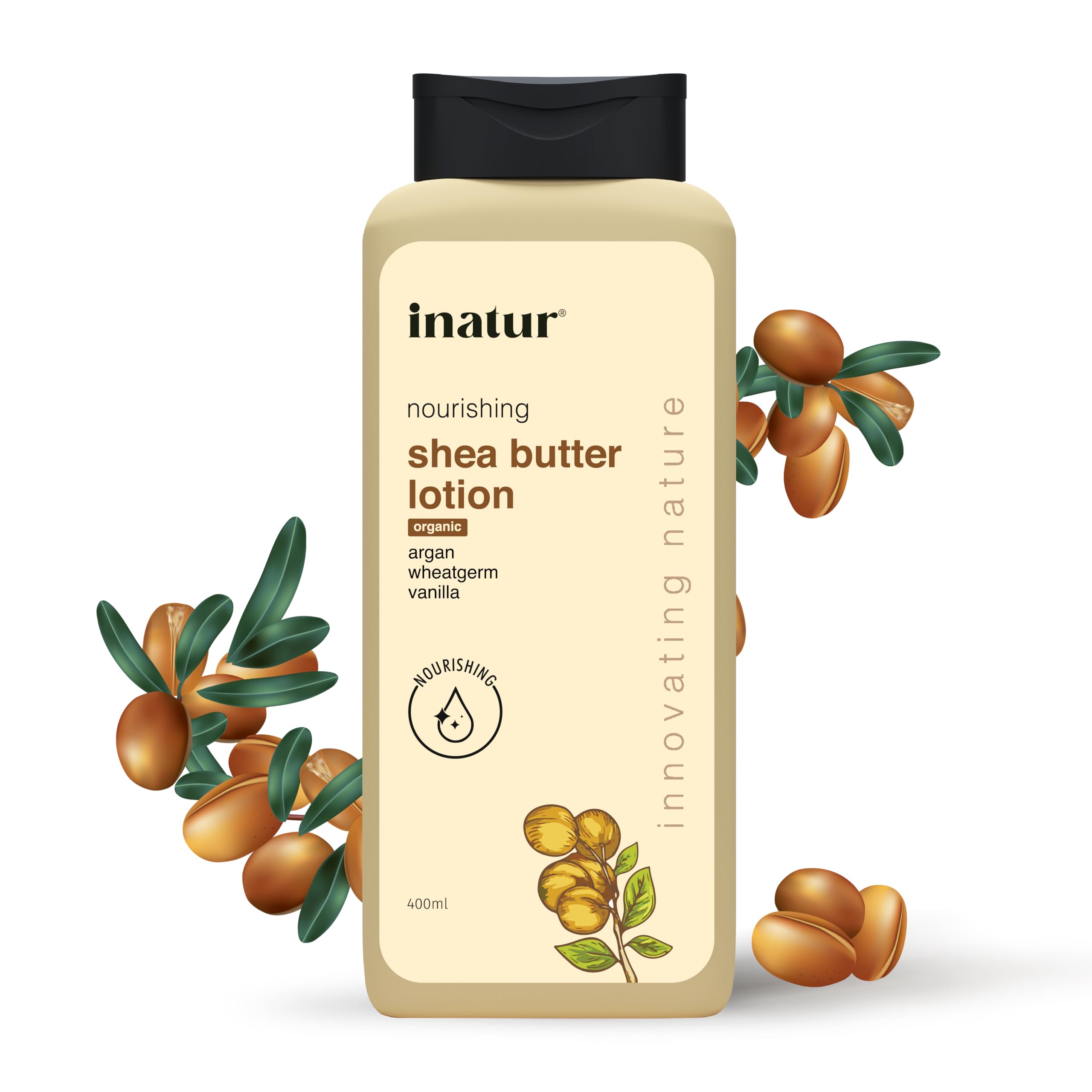 Inatur Shea Butter Body Lotion 400Ml - Deeply Nourishing Moisturizer For Face & Body | Hydrating Formula With Organic Shea Butte