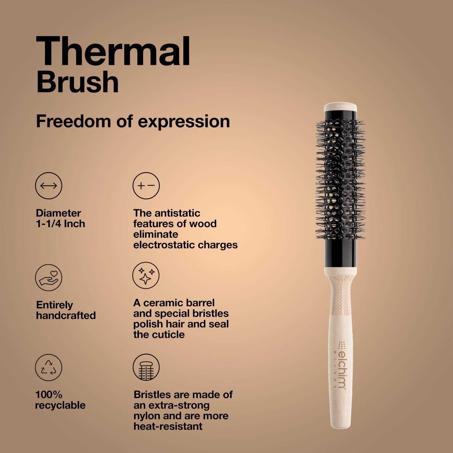 Elchim Thermal Hair Brush, 1 1/4''