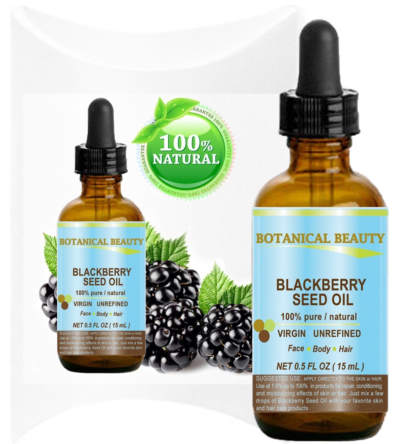 Botanical Beauty Blackberry Seed Oil 100% Pure Natural Virgin Unrefined. Cold Pressed Undiluted Carrier Oil. 0.5 Fl.Oz -15 Ml. F