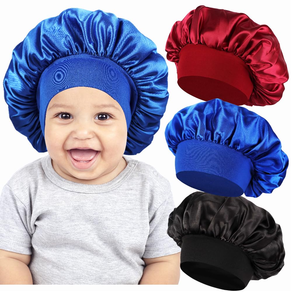 Haniraba 3 Pcs Baby Bonnets for Sleeping,Infant Sleep Cap Hair Bonnet for Baby Girls,Boys,Toddlers