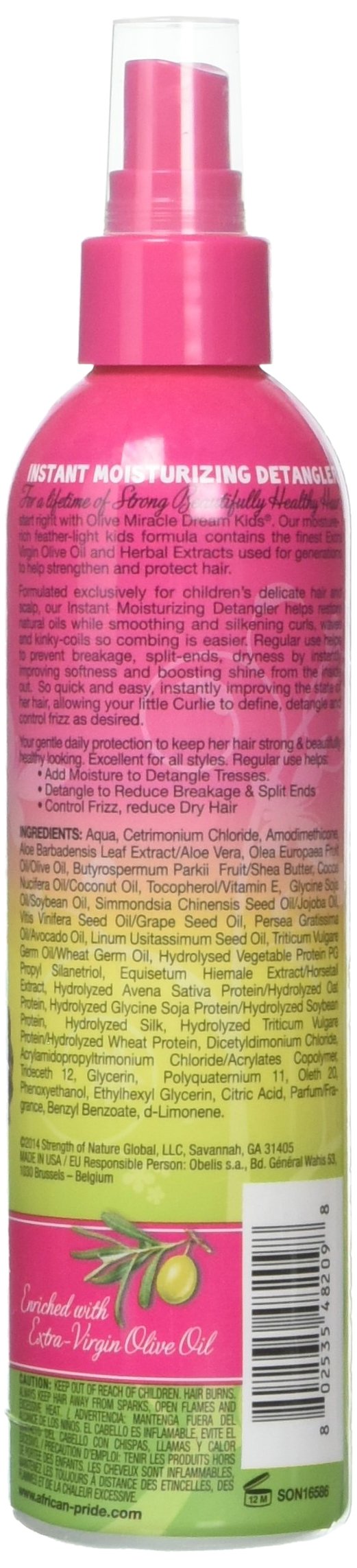 African Pride Dream Kids Olive Miracle Instant Moisture Detangler, Restores Natural Coils & Curls, Adds Moisture & Controls Friz