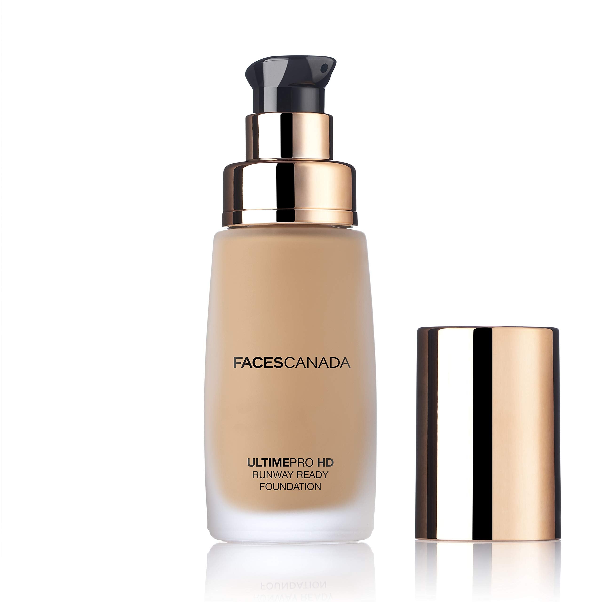 Faces Canada HD Runway Ready Foundation, Red Orange Extract & Gold particles, High Coverage, Oil-Free, Flawless Radiance, Vegan 