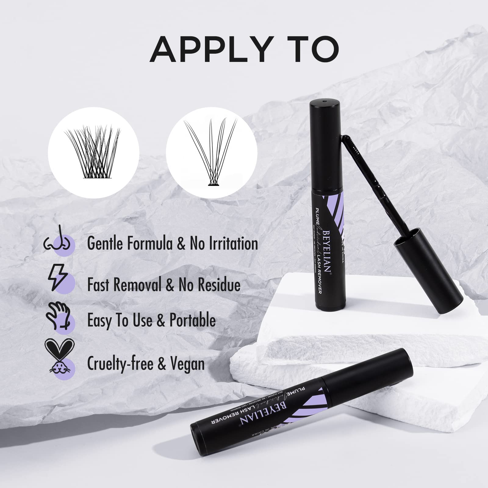 BEYELIAN Lash Remover for Cluster Lashes, 5g Adhesive Remover with Mascara Wand, Effective Glue Removal
