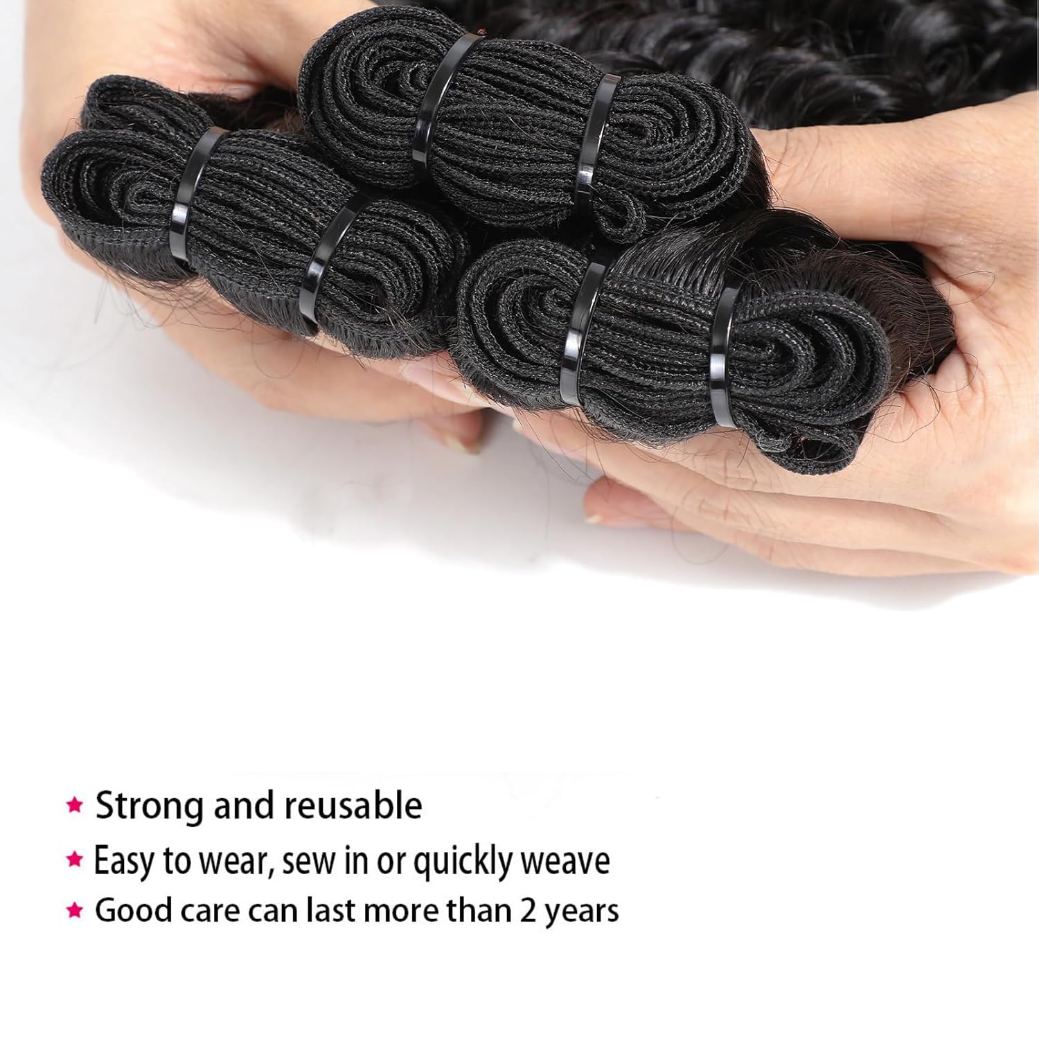 Deep Wave Bundles Human Hair Bundles 16 18 20 Inch Deep Curly Bundles Human Hair 12A Unprocessed Brazilian Virgin Weave 3 Bundle