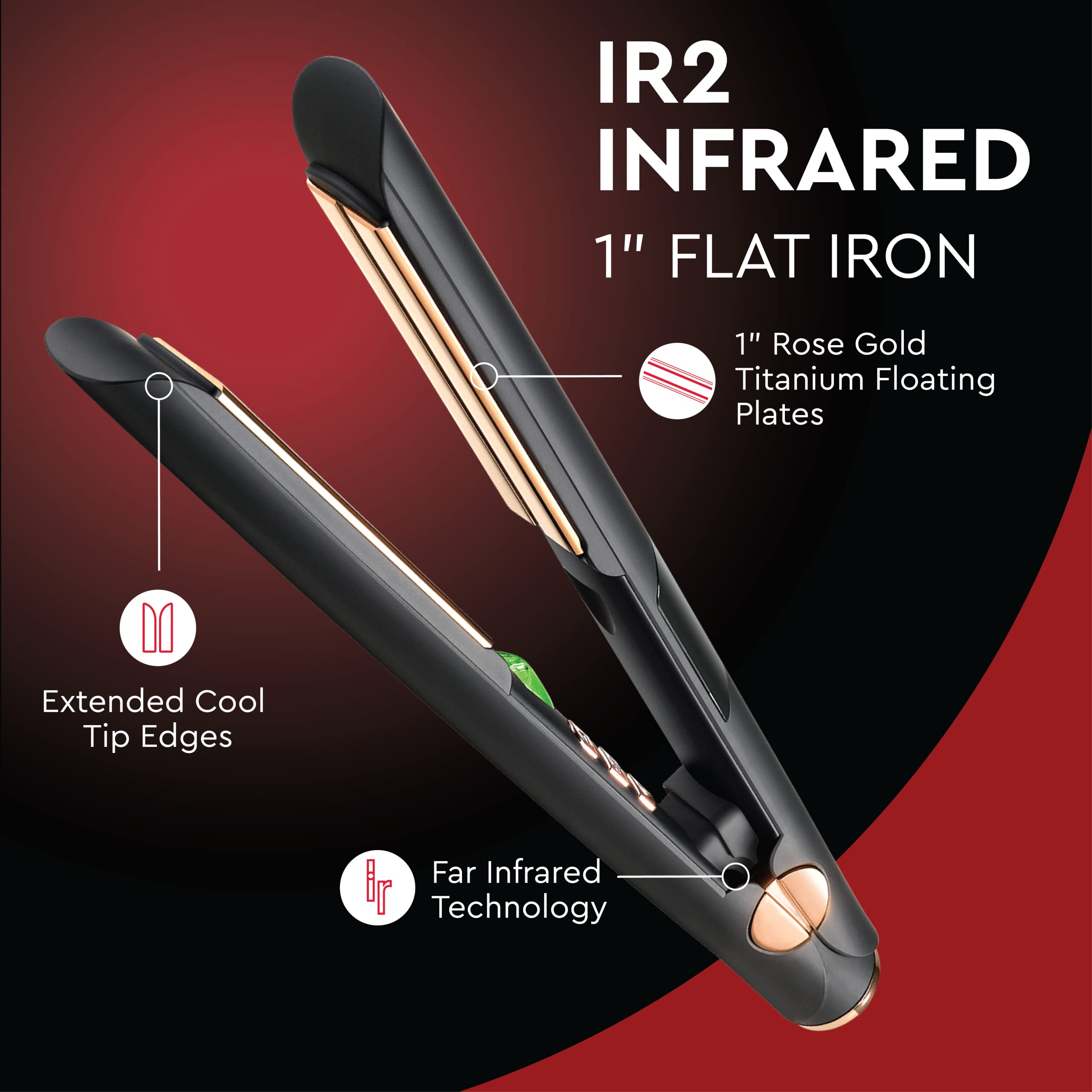 Sutra Professional Ir2 Flat Iron | Ionic Infrared, 1-Inch Rose Gold Titanium Plate - Hair Straightener With Adjustable Digital T
