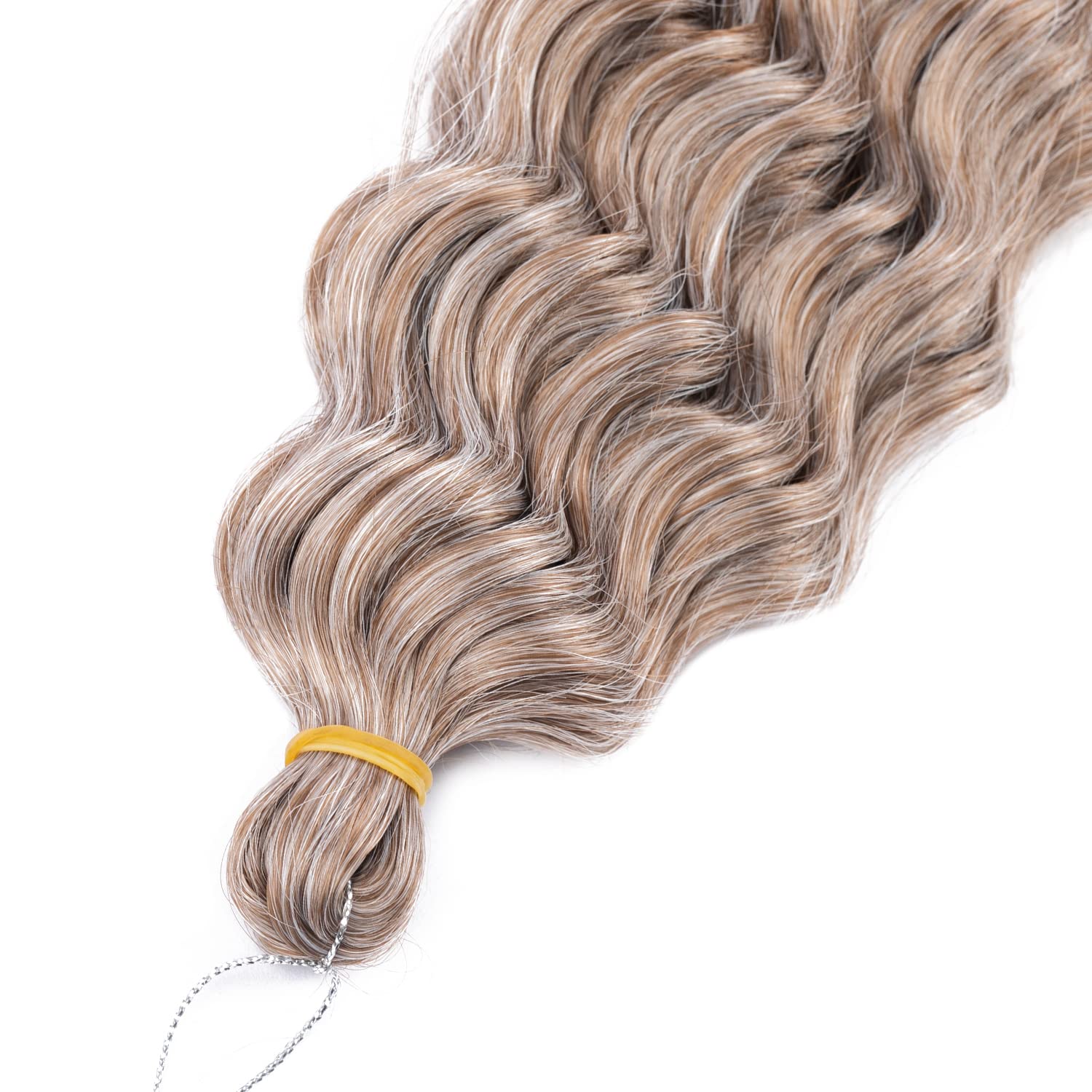 MAYSA Brown Curly Braiding Crochet Hair Extensions Synthetic Ocean Wave Crochet Hair 22inch 6Packs Ombre Crochet Hair Extension