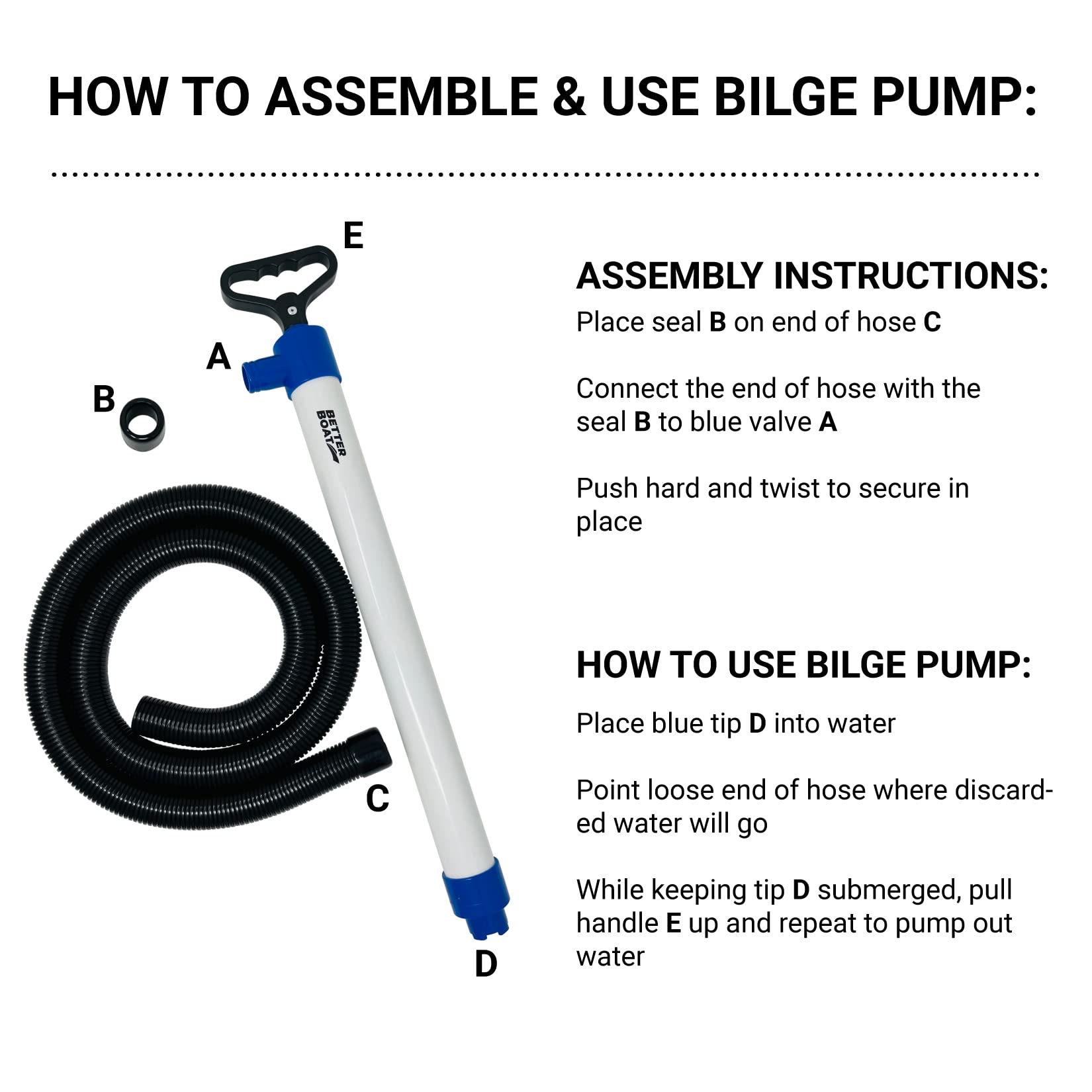 Manual Bilge Pump For Boats Kayak Canoe Hand Water Pump  Hand Pumps Siphon Pump Bailer Kayaking Boat With Hose Portable Held 20