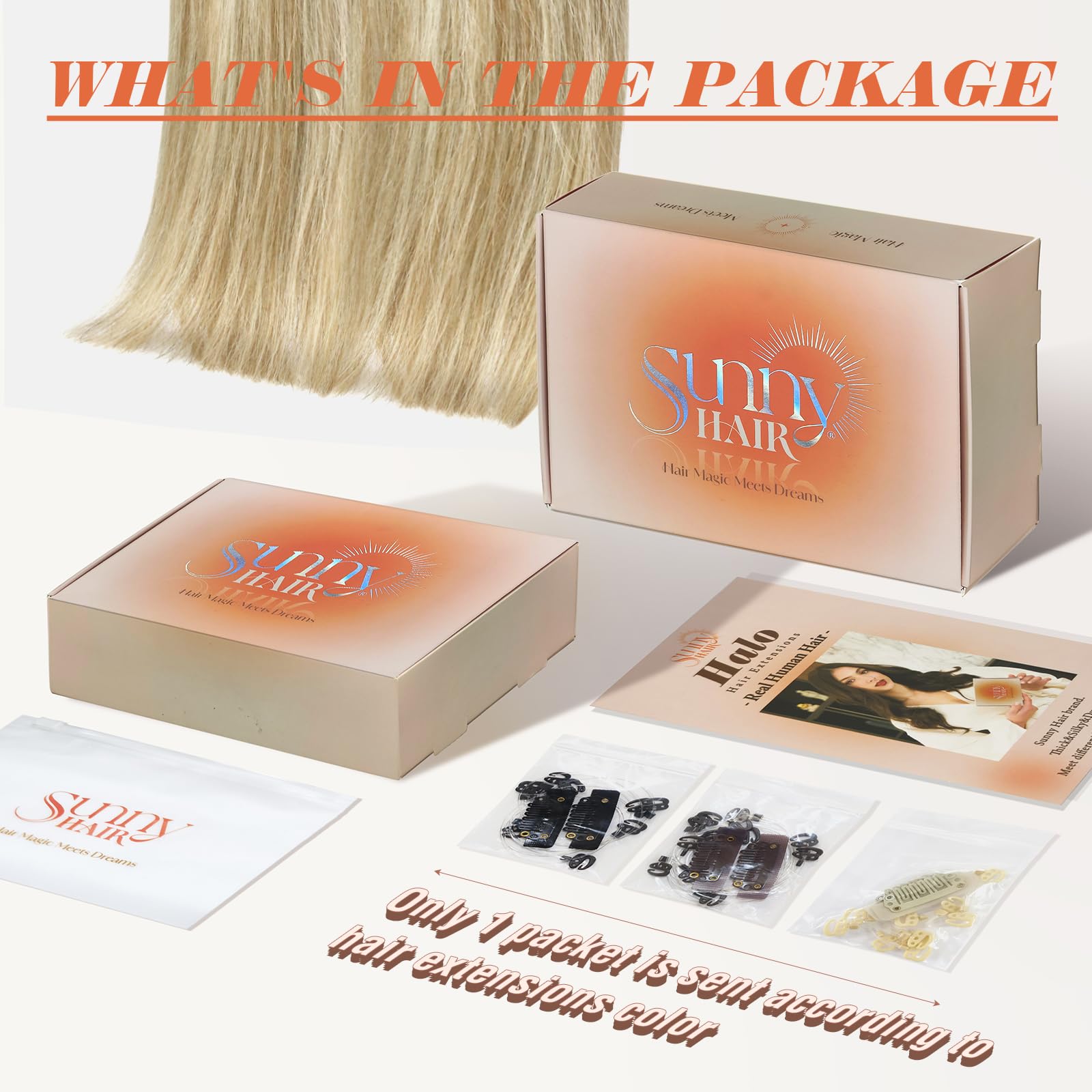 Sunny Wire Hair Extensions Real Human Hair Fish Line Human Hair Extensions Invisible Wire Extensions Honey Blonde with Platinum