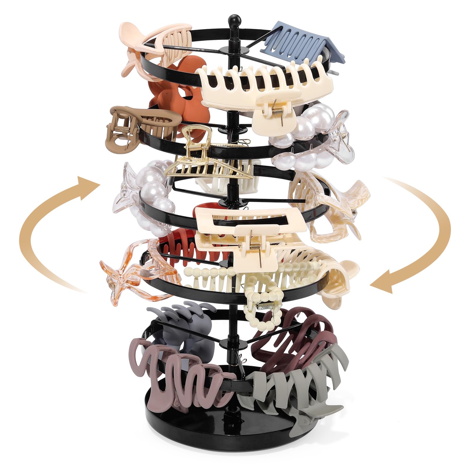 SNOWSTAR Claw Clip Organizer Holder,Vertical 360-Degree Rotating Hair Clip Holder and Storage,Hair Clip Organizer Display Stand 