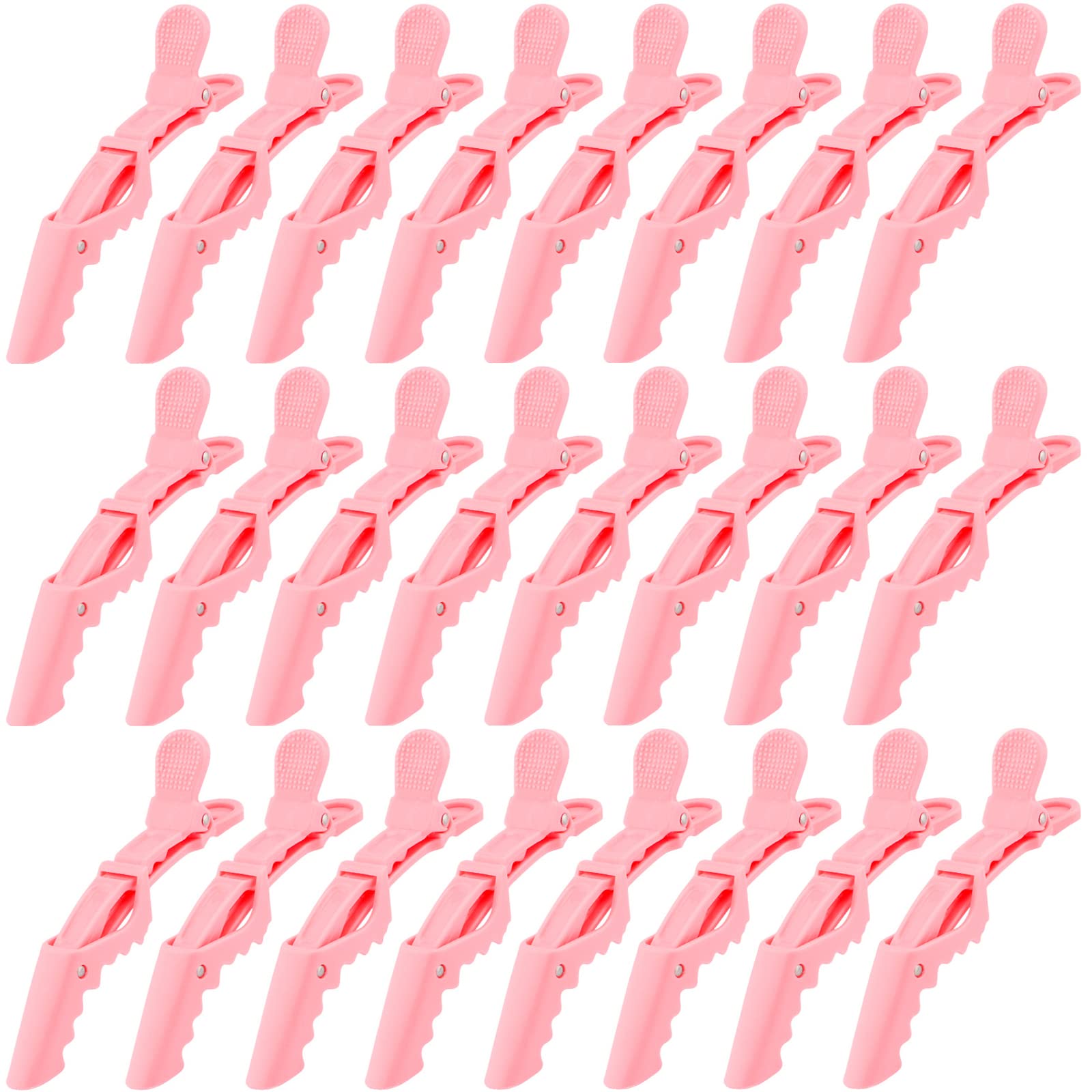 Ondder 24 Pack Large Alligator Clips for Hair Sectioning, Coloring, Cutting - Pink Pro Salon Barber Hair Styling Accessories for