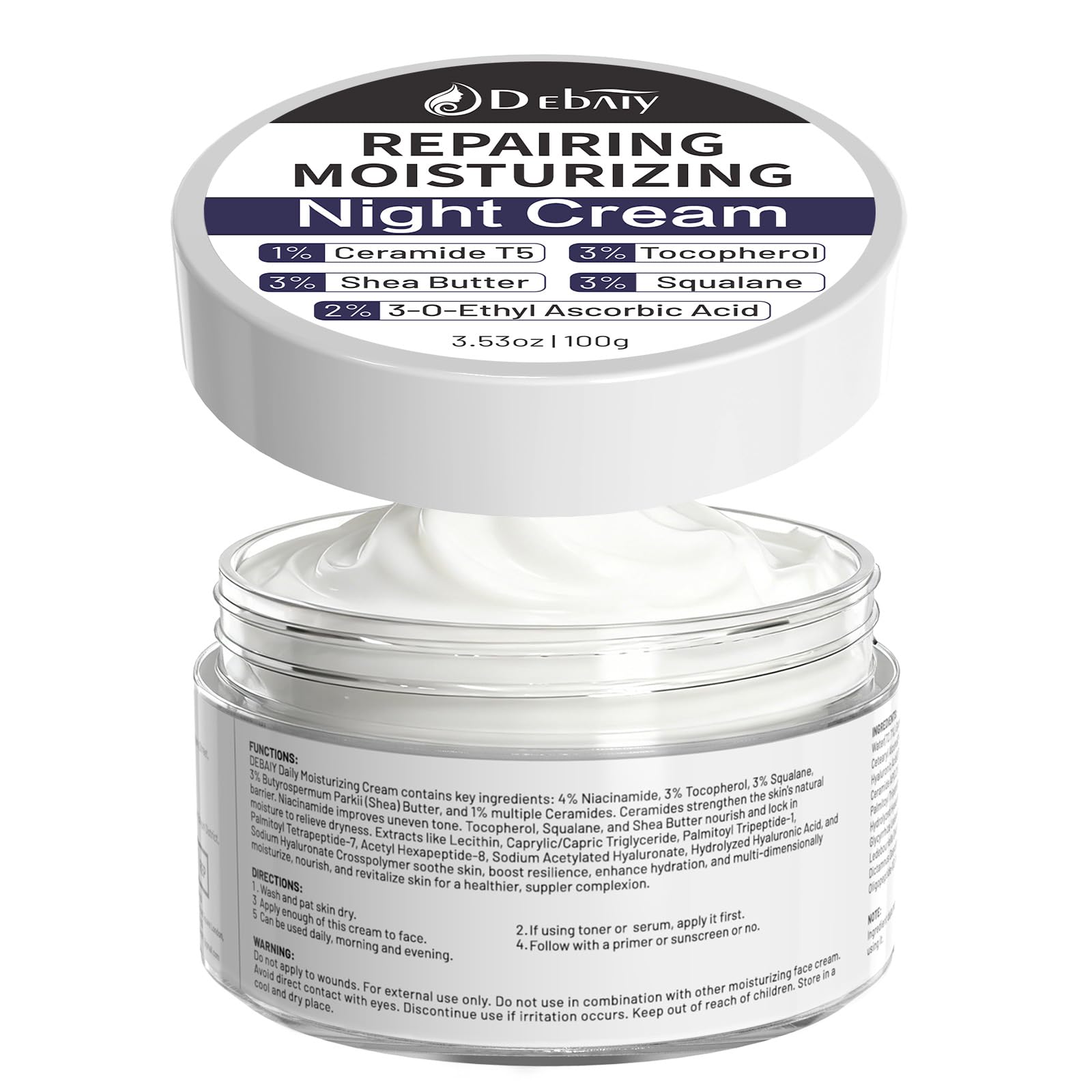 Night Cream Moisturizer Face with Vitamin C, Boosts Skin Barrier, 100g