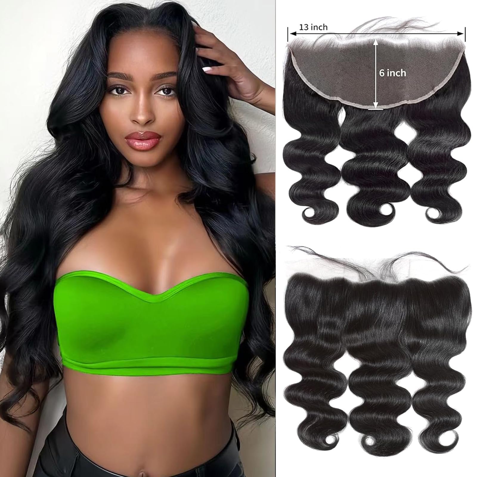 Lace Frontal Closure Body Wave 13x6 Ear to Ear HD Lace Frontal Closure Virgin Human Hair Pre Plucked with Baby Hair 150% Density