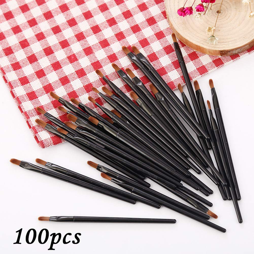100 Pieces Disposable Lip Brushes Multifunctional Beauty Makeup Brush Lipstick Gloss Eyeshadow Applicator Smudge Cosmetic Tool S