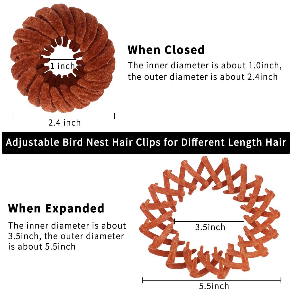 TOBATOBA Bird Nest Magic Hair Clip, 7Pcs Lazy Bird 's Nest Plate Hairpin, Expandable Ponytail Holder, Velvet Hair Clips, Hair Ac