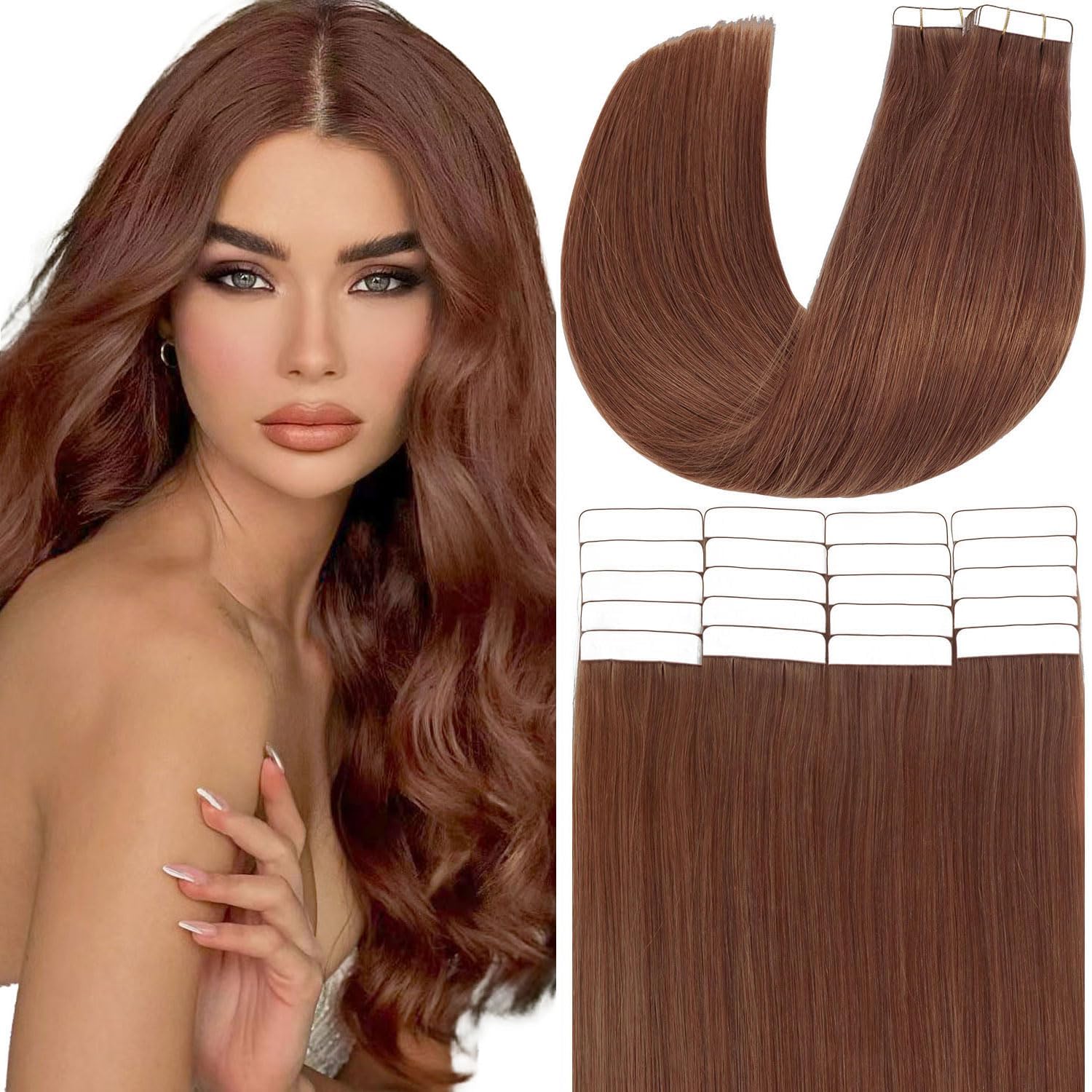 Anrosa Tape In Hair Extensions Real Remy Human Hair 14 Inch 50g 20pcs