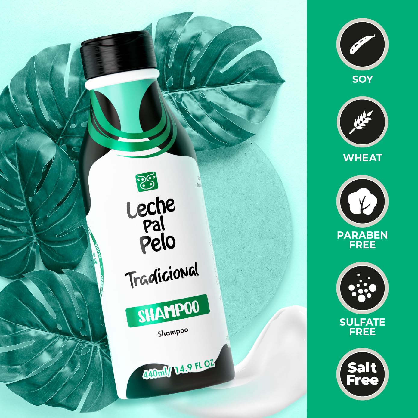 Leche Pal Pelo Salt Free Shampoo for Oily to Normal Hair | Soy & Wheat Protein | Deep Cleaning for Shiny and Silky Hair | Pre-Tr