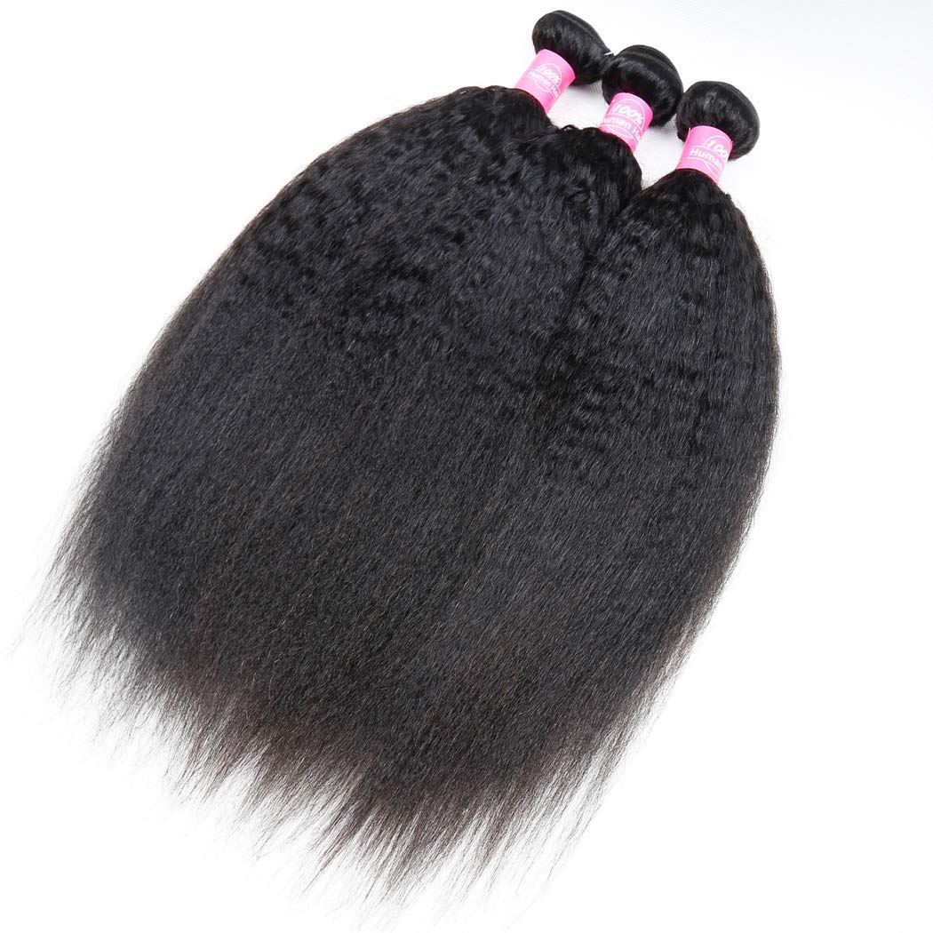 Odir Kinky Straight Bundles With 13X4 Frontal Brazilian Human Hair 26 28 30+20 Inch Unprocessed 9A Yaki Straight Virgin Hair 3 B