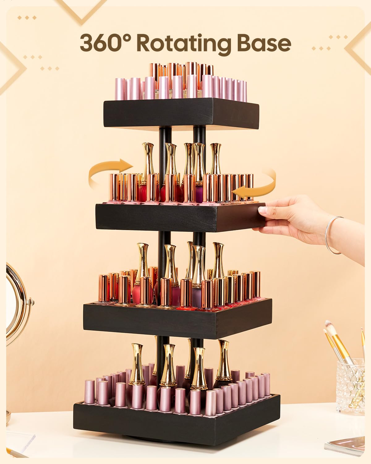 Homde Nail Polish Organizer For 120-212 Bottles, 360 Rotating Nail Polish Rack Holder, Display Storage Shelf For Fingernail Stan