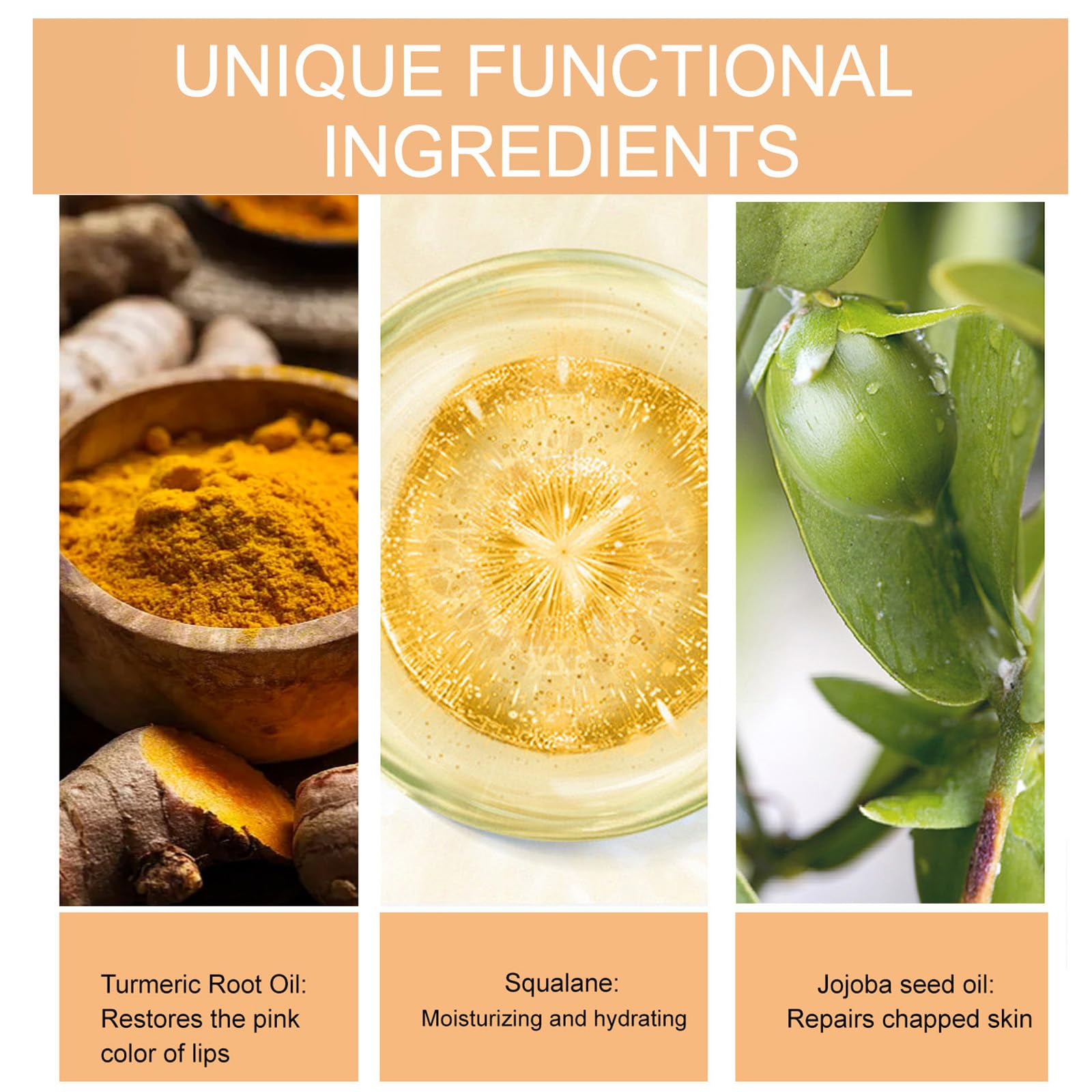Turmeric Lip Balm for Smokers with Turmeric Root Oil,Lip Brightening for Dark Lips, Long-Lasting Moisturizer for Dry, Cracked, a