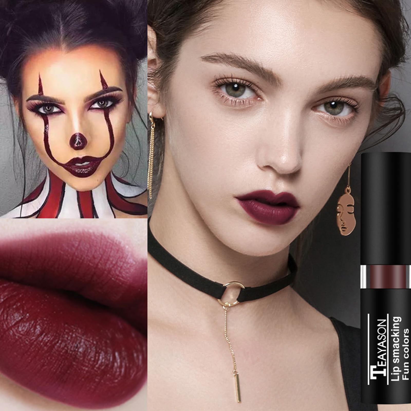 Akary White Matte Lipstick Lip Gloss Long Lasting, Camo Face Paint Cream-Blendable Stick Goth Lipstick Makeup, Body Paint Profes