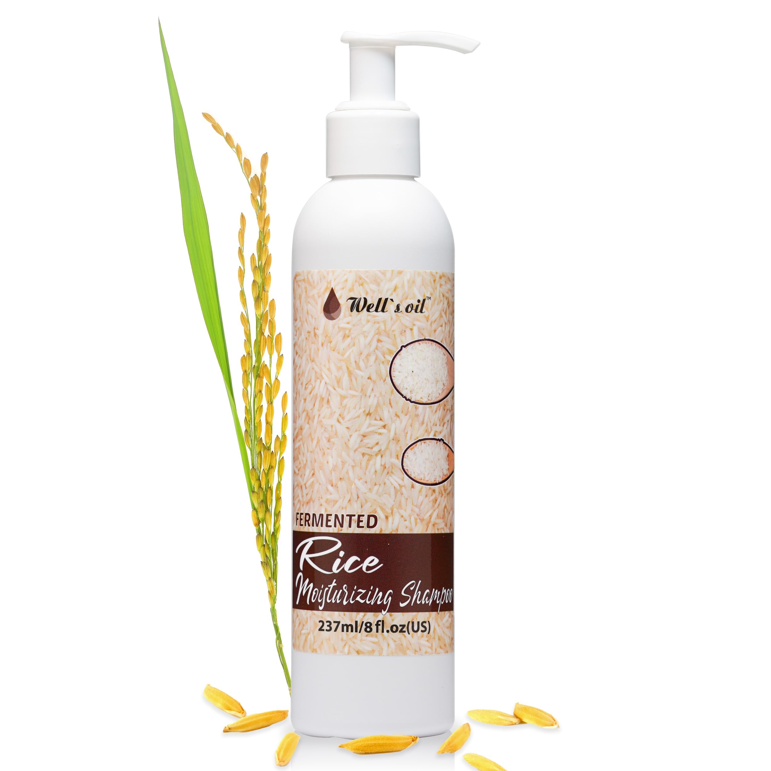 Well'S Oil Fermented Rice Water Shampoo (8 Fl Oz) - For Hair Growth And Scalp Care | Thickening, Nourishing & Strengthening | Wi