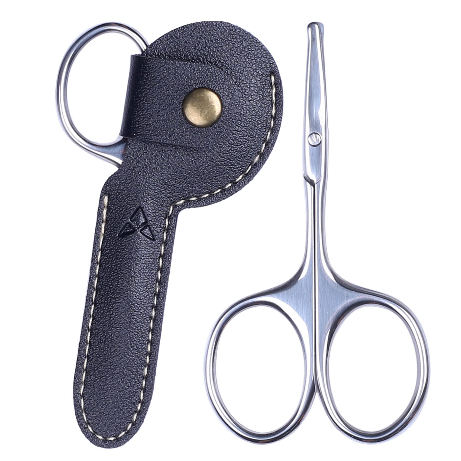 PROFESSIONAL Nose Hair Small Scissors with Leather Case (Black)