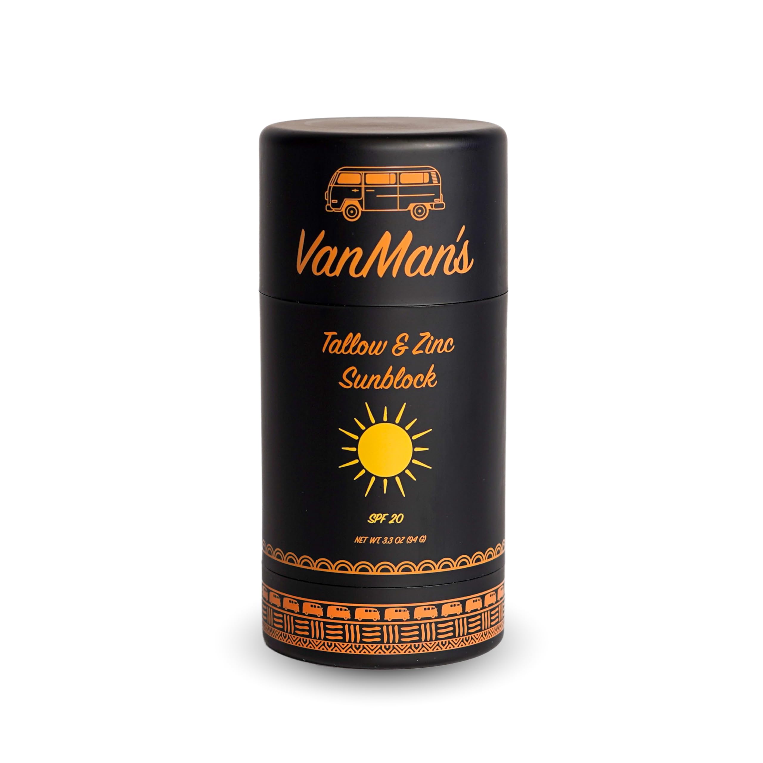 Vanman Tallow and Zinc Sunblock Stick - Mineral Sunscreen with Non-Nano Zinc Oxide - Sunstick Made with Grass Fed Beef Tallow fo