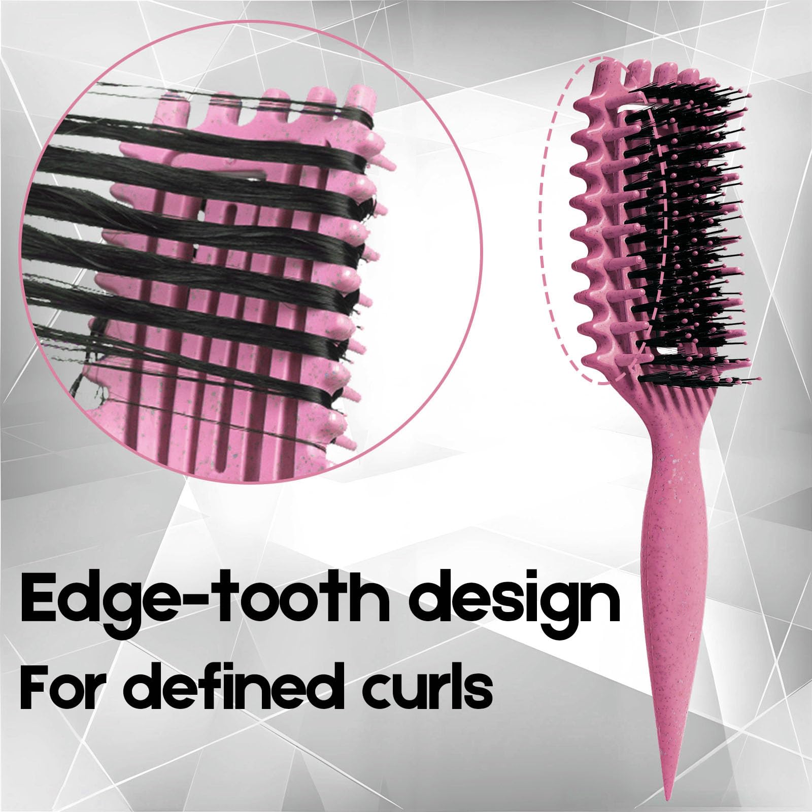 Curly Hair Brush Candybrush Curl Defining Brush for Detangling Shaping and Defining Curls for Women, Men, Wet & Dry Hair (Pink)