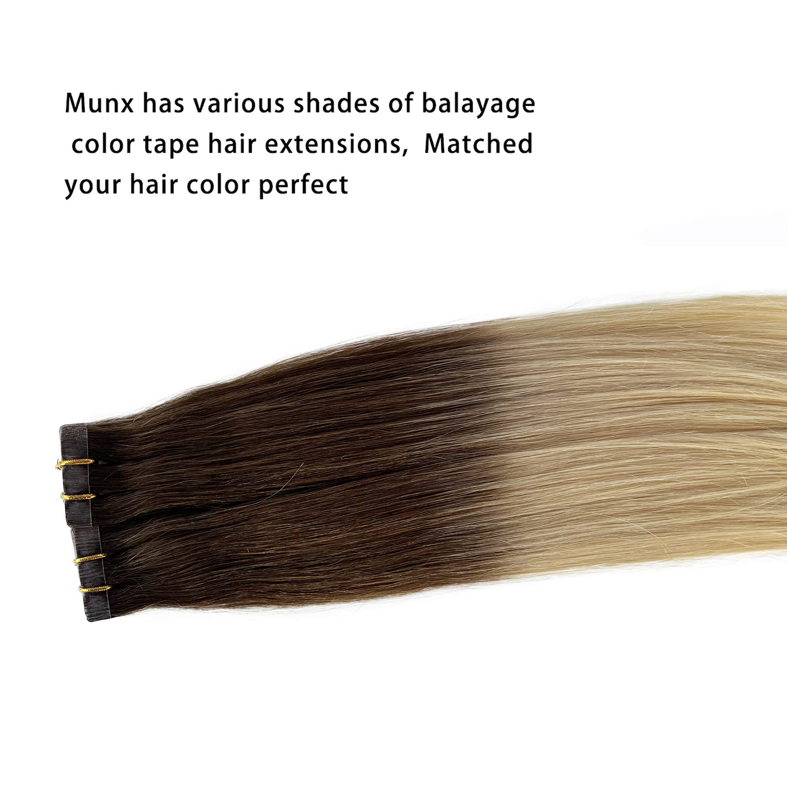 Munx Tape In Hair Extensions 18Inch Omber Ash Brown To Platinum Blonde Balayage Skin Weft Human Hair Extensions Tape In Remy Hai