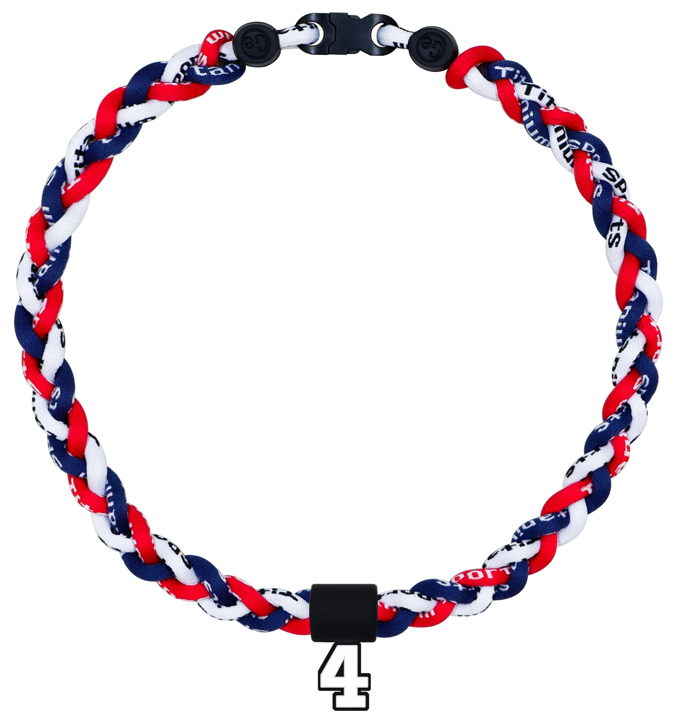 SUPBOMM Baseball Rope Necklaces, League Team Colors Braided Necklace with Number Pendant, Baseball Team Gifts, Twins, No. 4