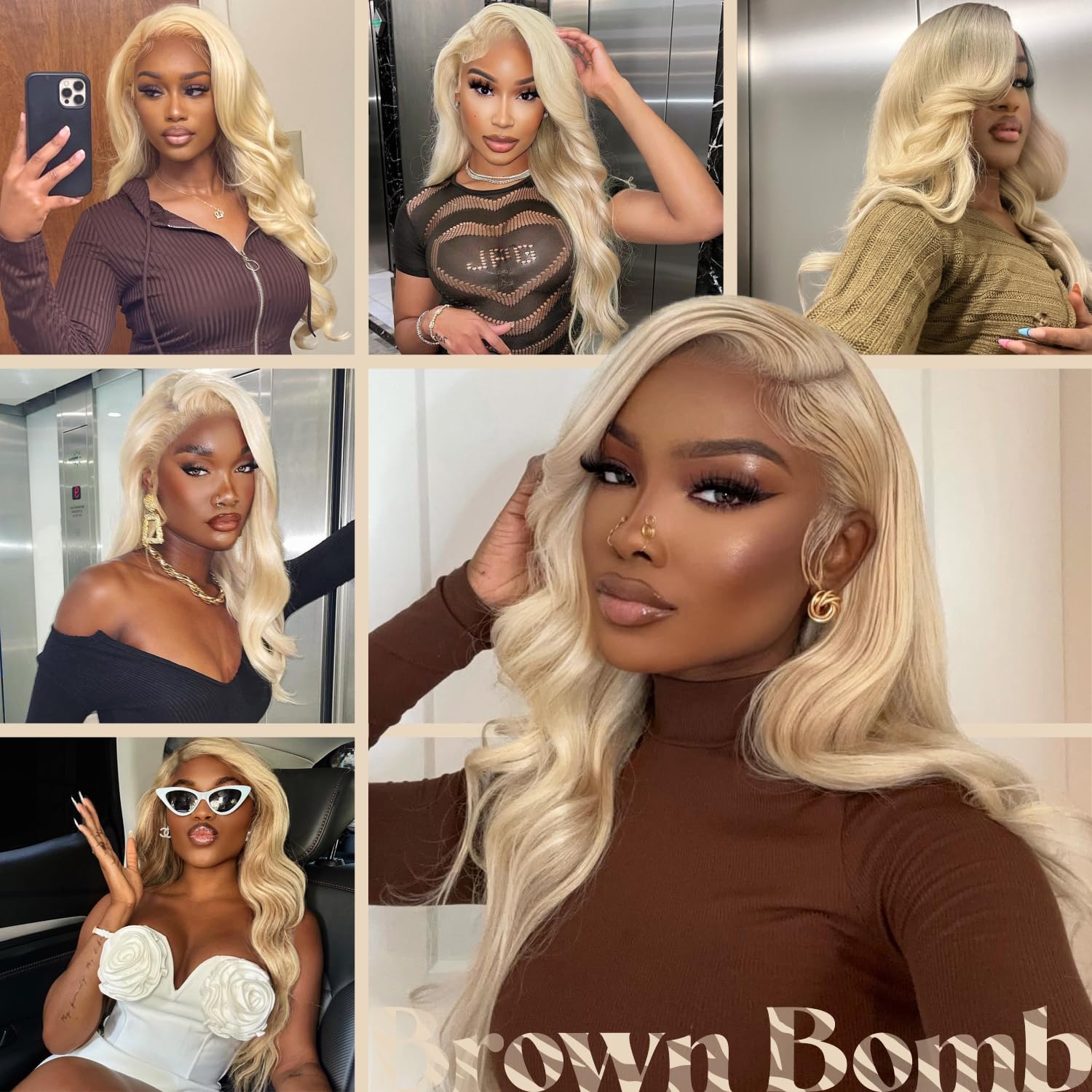 BrownBomb Blonde Lace Front Wig Real Hair Luster Pre Toned Blonde Wig, 613 Lace Front Wig Pre Plucked, Glueless 13X5X1 Synthetic