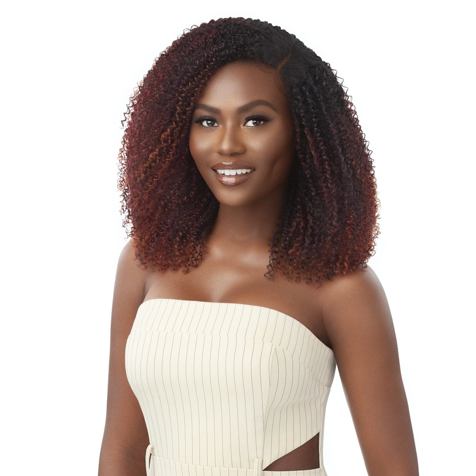 Outre Big Beautiful Human Hair Blend U Part Cap Leave Out Wig - COILY FRO 14 (NBRN)