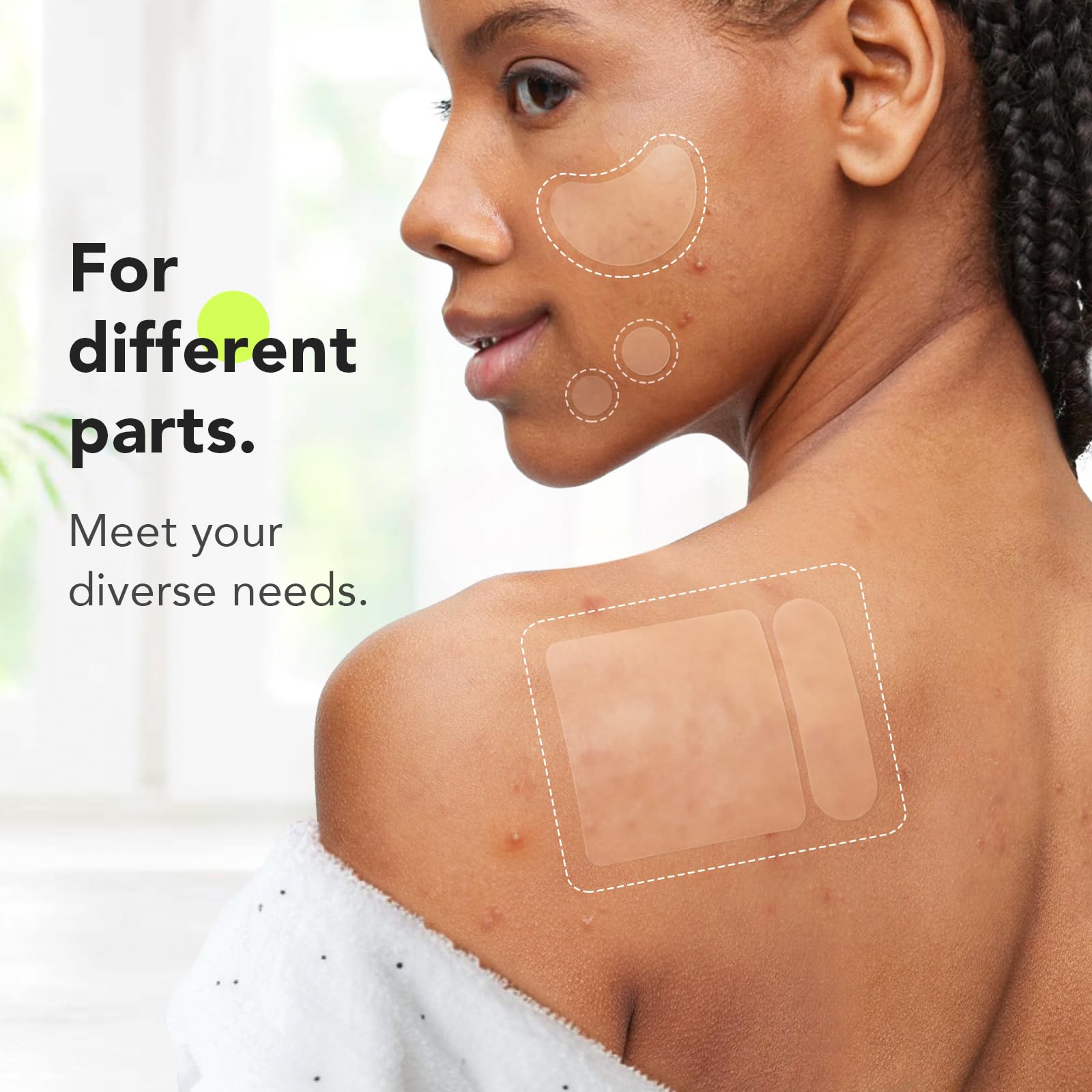 LitBear Large Pimple Patches (7 Sizes 112 Patches), Big Acne Patches, XL Hydrocolloid Bandages for Full Face, Forehead, Chin, No