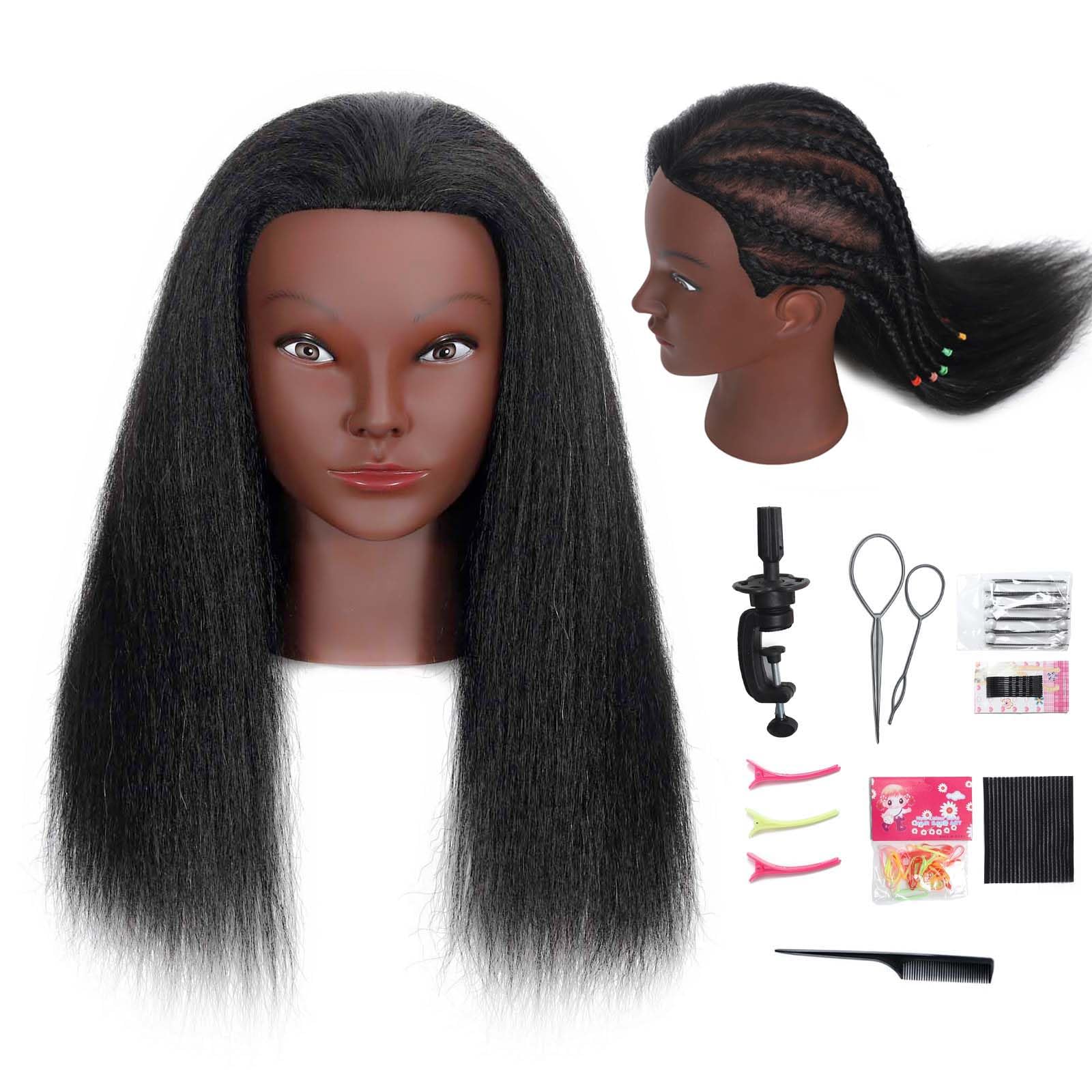 Opini 16'' Mannequin Head Human Hair with 100% Real Hair Cosmetology Mannequin Doll Head for Hairdresser Practice Braiding Hairs