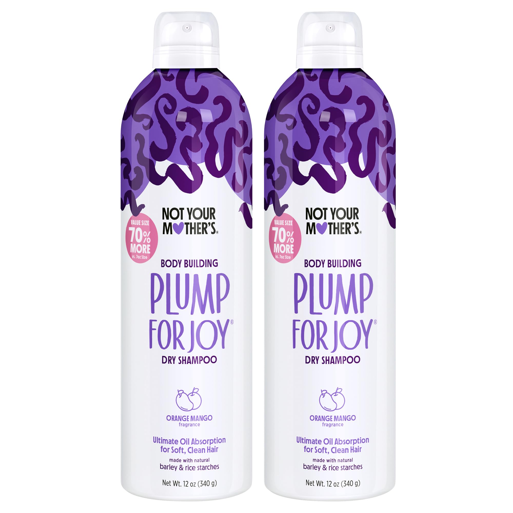Not Your Mother's Plump for Joy Jumbo Dry Shampoo (2-Pack) - 12 oz - Dry Shampoo for Ultimate Hair Oil Absorption - For All Hair